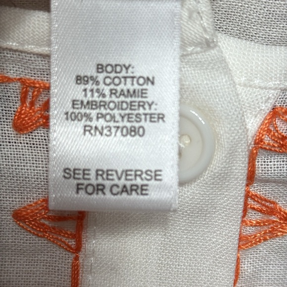 Cato White Blouse with Orange Embroidery Size 22/24 - Picture 5 of 7